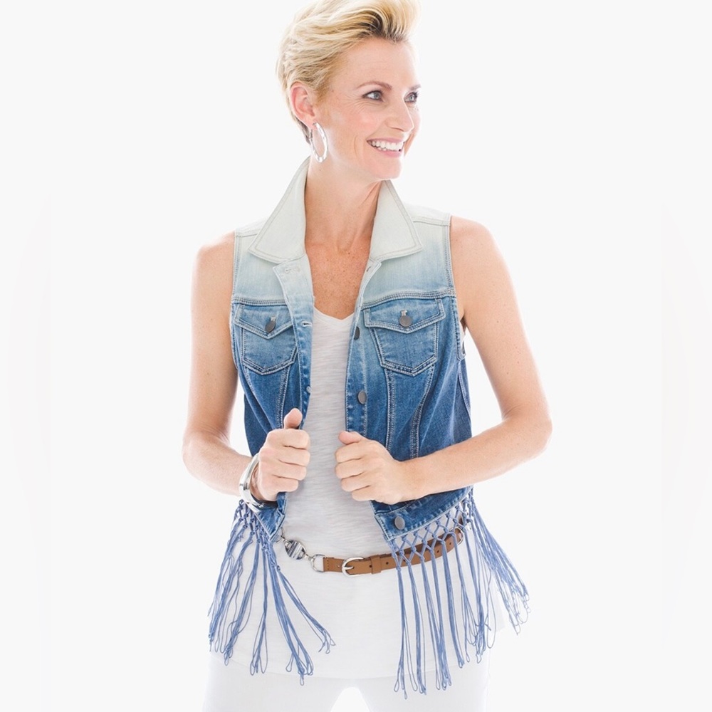 Chico’s Funky Fringe Denim Vest